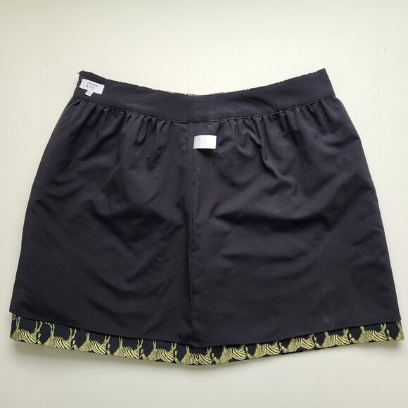 Crown Ivy Black Gold Zebra Print Skirt 16 Jacquard Above Knee Lined A-line - Picture 7 of 9